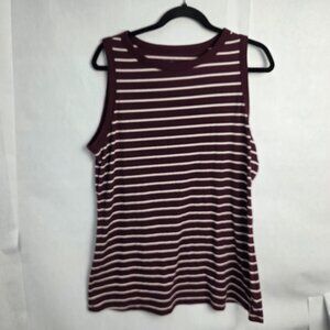 Lane Bryant 22/24 Tank Top - White & Wine Stripes